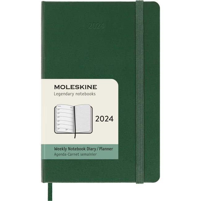 Moleskine DHK1512WN2Y24 Notebook, Beginning January 2024, Weekly Diary, Hardcover, Pocket Size (W x H x H): 3.5 x 5.5 inches (9 x 14 cm), Myrtle Green