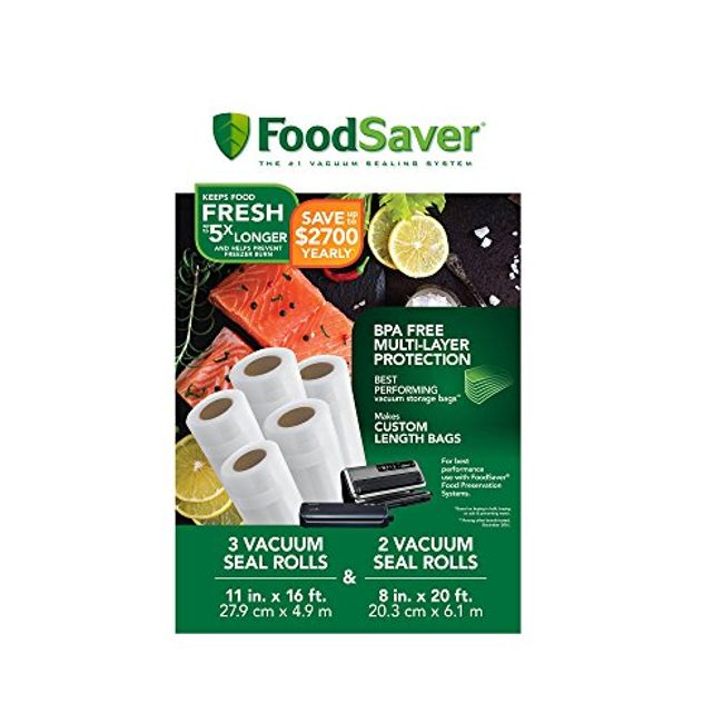 FoodSaver Vacuum Sealer Bags, Rolls for Custom Fit Airtight Food Storage  and Sous Vide, 8 x 20' (Pack of 3) 8 Rolls 3-Pack Seal Roll