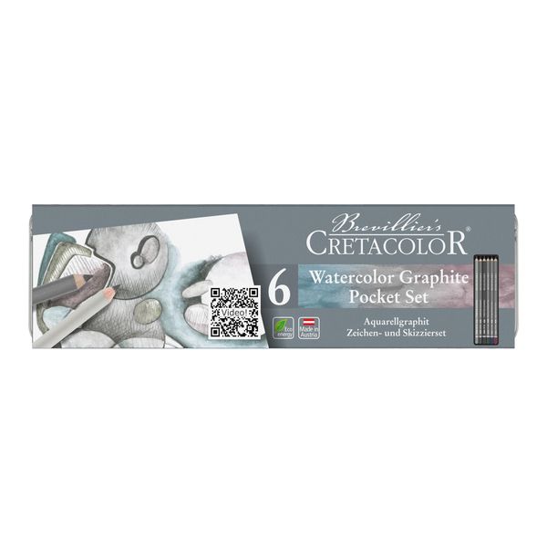 CRETACOLOR AquaGraph Aquarelle Set, Graphite, red, Blue, Green