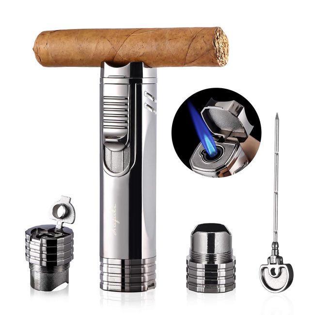 LAFULI Cigar Lighter, Cigar Punch, Cigar Draw Enhancer, Cigar Holder