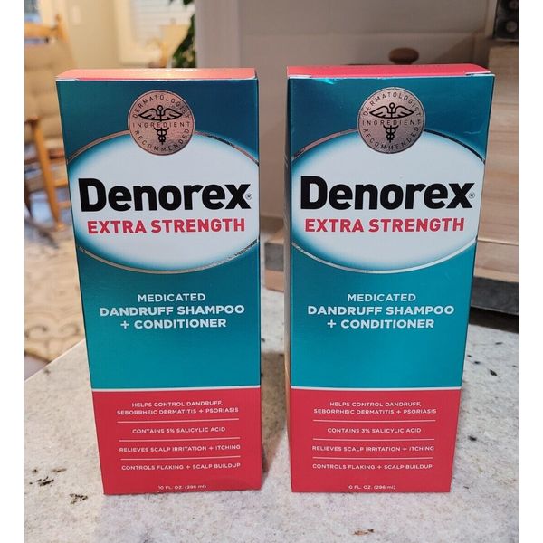 2) Denorex Extra Strength Dandruff Shampoo & Conditioner 10 Oz Each Exp 8/24