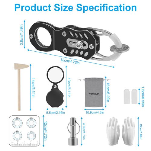The Pocket Coin Ping pinger Tester Kit, Gold & Silver Coin Ping Testing- Coin Validation via Ping Resonance Testing and Size Comparison, Portable Convenience & Technical Specifications Style.