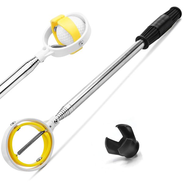 Golfball-Retriever, rostfreier Teleskop Ballsammler für Wasser mit Golfball-Putter-Grabber-Klauen-Saugwerkzeug, Golfzubehör Golfgeschenk für Männer (1.83)