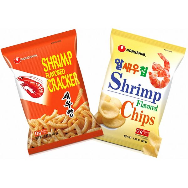 Nongshim Shrimp Flavored Cracker, Shrimp Flavored Chips Combo Pack (Pack of 2)