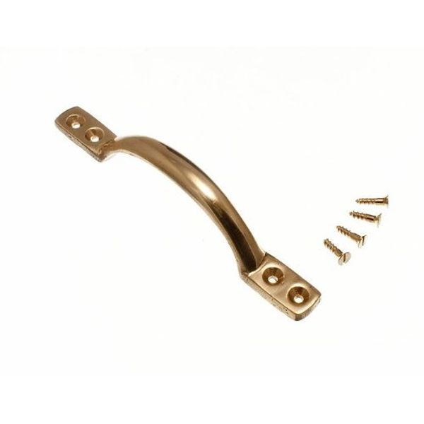 KITCHEN CUPBOARD DOOR HANDLE FRONT FIX SASH BRASS 6 INCH 150MM ( pack 2 )