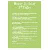 Age 57 Body Facts Birthday Card