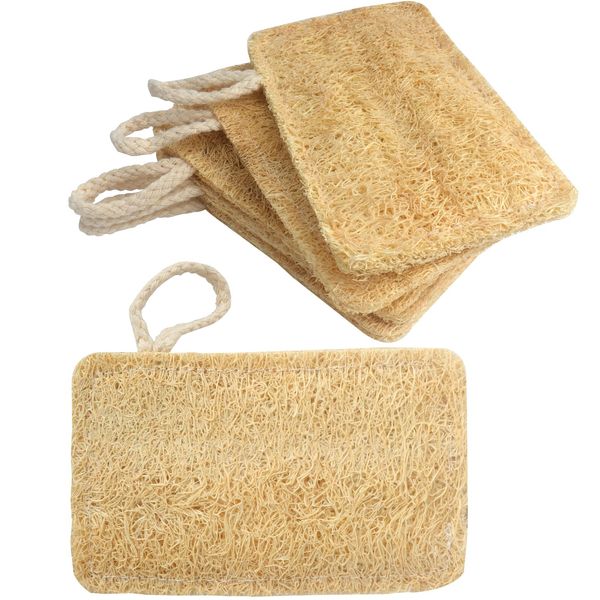 Roellgs 6 Pack Organic Dishwashing Sponges Kitchen Sponge Eco Sponge Scrub Brush, Zero Waste Natural Loofah Plant Fiber 100% Biodegradable Compostable, Loofah Exfoliator, Kitchen Dishwashing Sponge