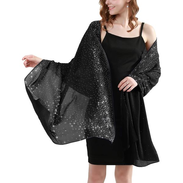 BANETTETA Shawls and Wraps for Evening Dresses - Dress Cover Up For Women (Black)