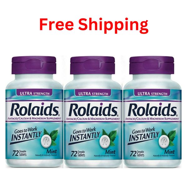 ( 3 pack )-ROLAIDS Ultra Strength Chewable Antacid Tablets 72ct MINT- 06/26