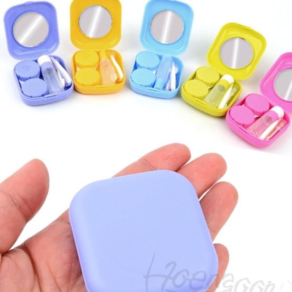 Portable contact lens case lens barrel set