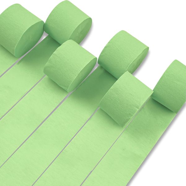 PartyWoo Crepe Paper Streamers 6 Rolls 492ft, Pack of Pale Olive Crepe Paper Streamers Decorations, Crepe Paper for Birthday Decorations, Party Decorations, Wedding Decorations (1.8 in x 82 Ft/Roll)