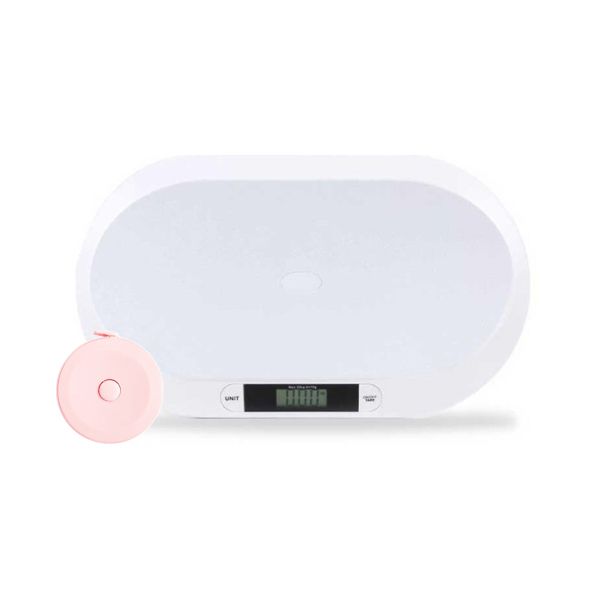 Logan Newborn Scale + Round Tape Measure, White (Weight Scale), Pink (Tape Measure)