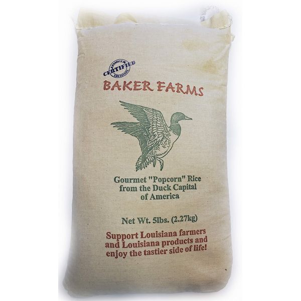 Baker Farms, Gourmet Louisiana Popcorn Rice, 5 lb Sack