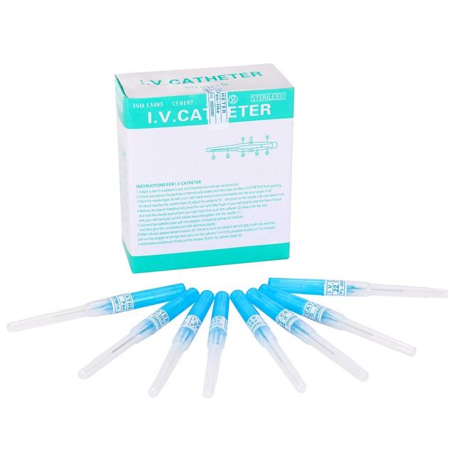 Generic Piercing Needles,Box Of 50pcs 22G IV Catheter Needles Kit Piercing for IV Start Kits,Ear Nose Piercing Needles Supply(22G) Blue