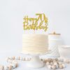 Gold Glitter Happy 70th Birthday Cake Topper, Hello 70, Cheers to 70 Years, 70 & Fabulous Party Decoration
