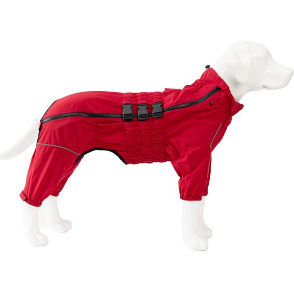 Dogs Waterproof Jacket, Lightweight Waterproof Jacket Reflective Safety Dog Raincoat Windproof Snow-Proof Dog Vest for Small Medium Large Dogs Red M