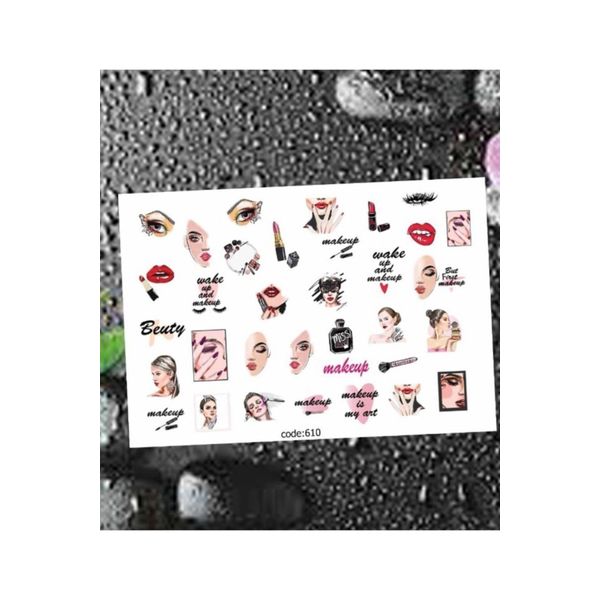 Makyaj Desenli Tırnak Dövmesi Tırnak Tattoo Nail Art Tırnak Sticker