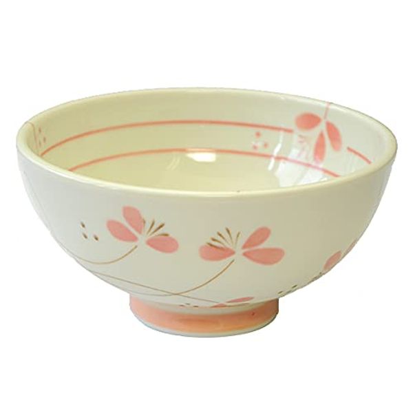 [Made in Japan] Lightweight Diet Rice Bowl, Flower Pattern, Pink, 10.1 fl oz (300 ml), Microwave and Dishwasher Safe