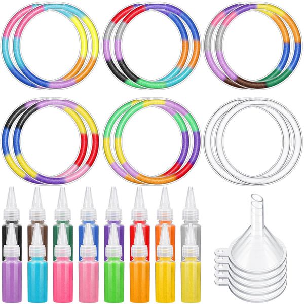 Libima 36 Set Sand Art Kits for Kids Include 36 Pcs Sand Art Bracelets 9 Bottles Colored Sand 5 Pcs Clear Plastic Small Funnel for Art Crafts Party Favors Supplies