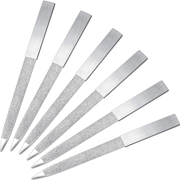 6 Pieces Diamond Nail File Stainless Steel Double Side Nail File Metal File Buffer Fingernails Toenails Manicure Files for Salon and Home (Sliver, 5 Inch)