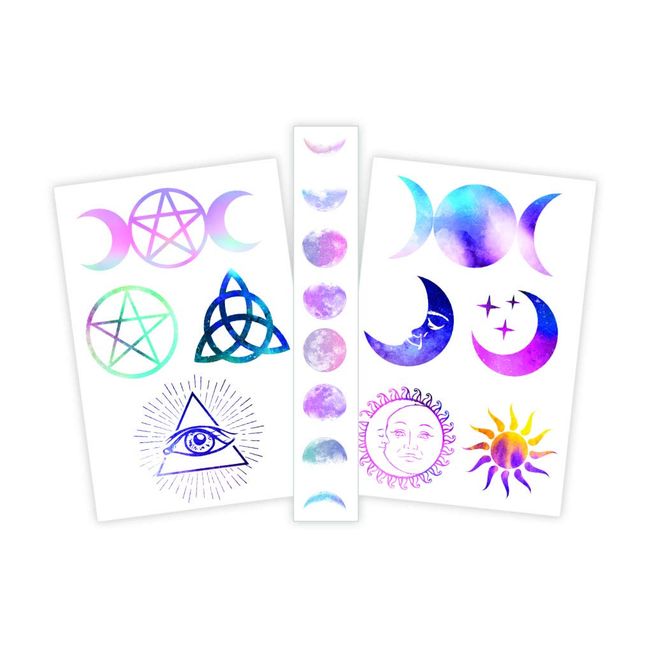 Fashiontats Witchy Celestial Temporary Tattoos | Witch-Inspired | Skin Safe | Made in The USA| Removable