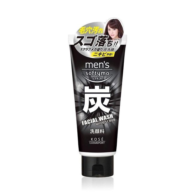 KOSE Men's Softy Mo Facial Wash, Charcoal