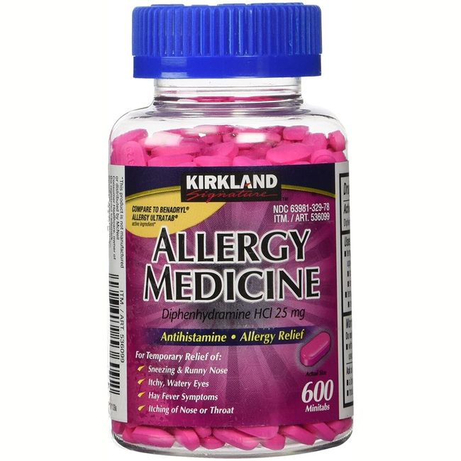 Kirkland Signature Allergy Relief Medicine 600 Tablets 25mg Benadryl Exp: 06/25