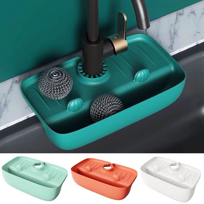 Silicone Faucet Mat Kitchen Sink Tray Soap Dispenser Sponge Drain Pad Sink  Splash Catcher Drying Mat Countertop Storage Tray - AliExpress