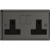 Varilight - 2 Gang 13 Amp Double Switched Socket Iridium Black - Xi5DB