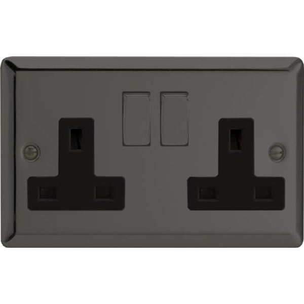 Varilight - 2 Gang 13 Amp Double Switched Socket Iridium Black - Xi5DB