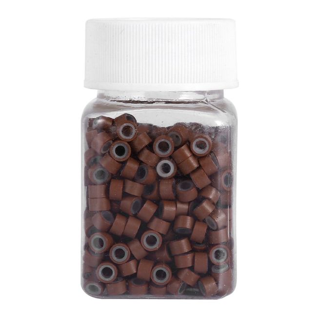 Yosoo 500pcs 5mm Silicone Lined Micro Ring Links Beads Links for Hair Extension, Light Brown