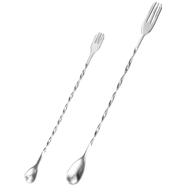 TAOTOO Bar Spoon, Stainless Steel, Stirrrer, 10.2 inches (26 cm) + Muddler, 12.6 inches (32 cm), 2 Piece Stirrrer, Spiral Spoon, Stylish, For Cocktail, Yogurt Making, Durable, Commercial Use, Home Use