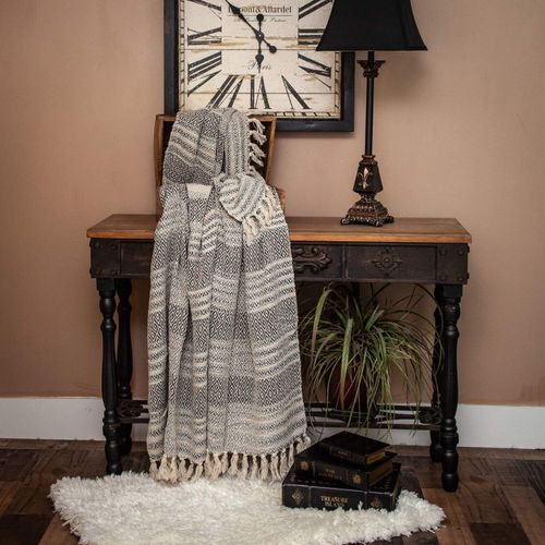 Maykoosh Modern Motifs Casual Woven Pattern 52" x 67" Woven Handloom Throw, Cozy Throw Blanket for Living Room Spaces