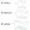 6 Pack Clear Plastic Storage Bin Container Set - Pantry Freezer Fridge Organizer