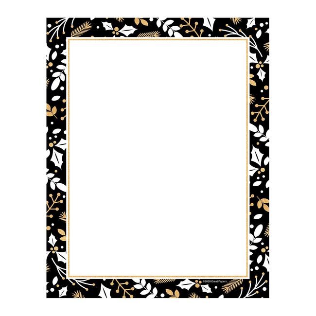 Great Papers! Black And Faux Gold Holiday Letterhead / 80 Sheets 8.5" x 11" Elegant & Chic Christmas Paper