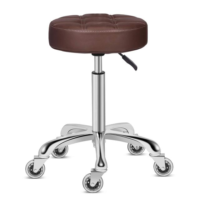 Karrie Swivel Stool Chair Adjustable Height,Heavy Duty Hydraulic Rolling Metal Stool for Kitchen,Salon,Bar,Office,Massage (Coffee)