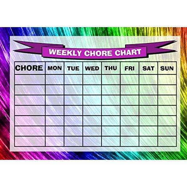 Childrens Kids Rota Reward Task Chore Chart Rainbow Paint