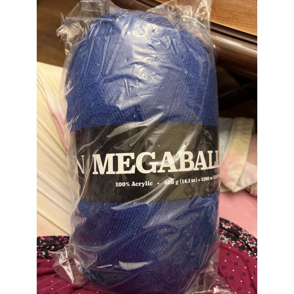 14oz. We Love Yarn, "Megaball", #411 Cobalt, Acrylic, Knitting/Crocheting Yarn