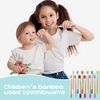 24 Pcs Kids Bamboo Toothbrushes Soft Bristle Toddler Toothbrush BPA Free Wooden Travel Toothbrushes for Kids Children Home Travel School Teeth Oral Dental Care, 5.7 Inches, Individually Wrapped