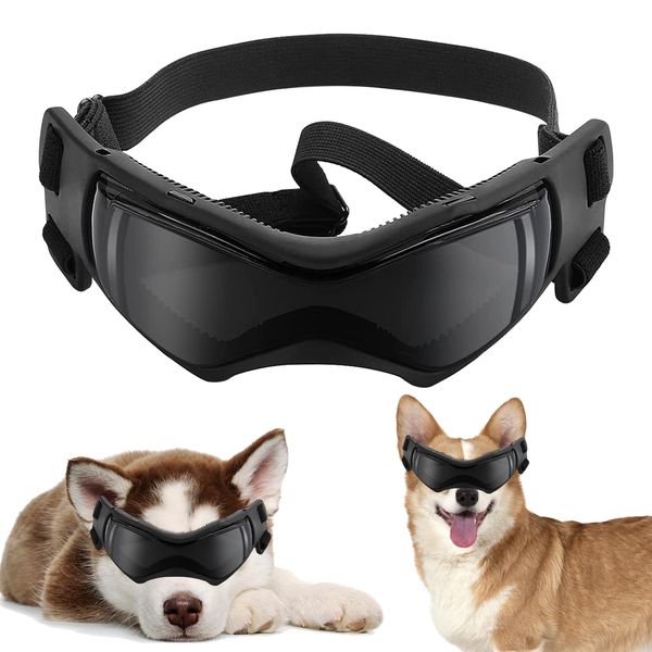 Hund Sonnenbrille, Hundeschutzbrille, Sunglasses for Dog, Hundebrille, Hundebrille UV Wasserdicht, Dog Brille Wasserdichter, Pet-Brillen, für mittelgroße und große Hunde Augenschutz Schwarz