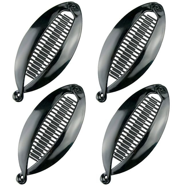 Clyhon Bananen Clips 4Pcs Fisch Haarspangen Bananen Haarklammer Pferdeschwanz Fischform Haarspange Lange Haare Kamm 14 cm für Damen (Schwarz)