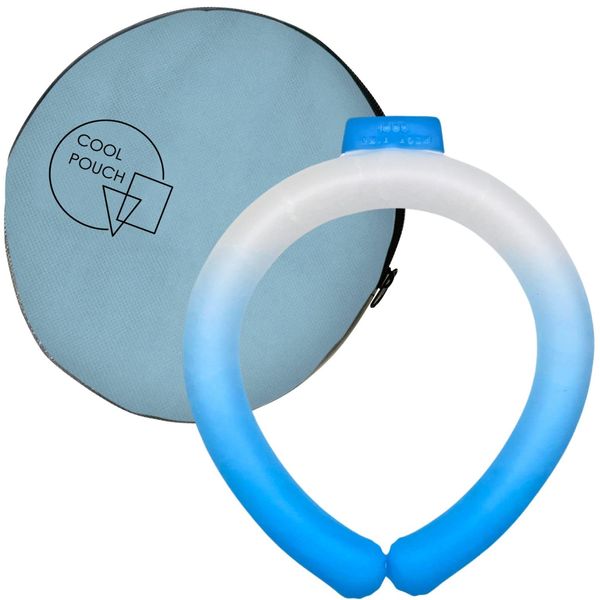 Neck Ring, PCM Cool Ring, Cooling Pouch Included, Set (M Size/Neck Ring: Blue/Pouch: Blue) 28°, Outdoor Cooling Sensation, Dedicated Case