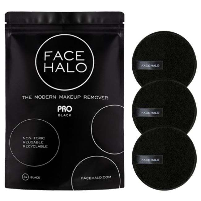 ■ Up to 1,000 yen OFF coupon available ■ [Genuine product] Face Halo Cleansing Pad Pro BLACK 3 pieces Face care that removes makeup with just water and can be used repeatedly 200 times FACE HALO