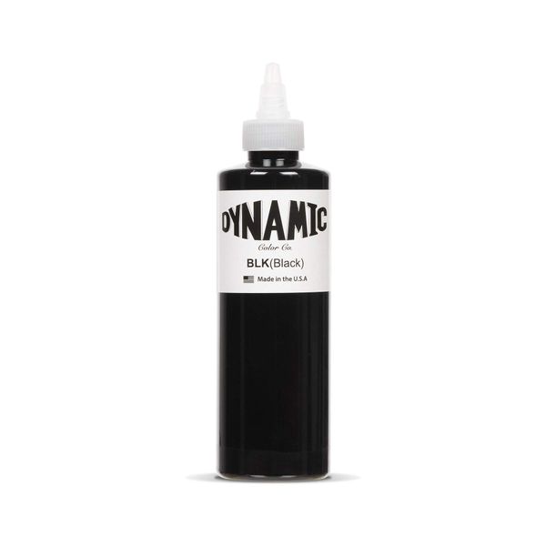 Dynamic Black Tattoo Ink - Premium Tattoo Ink Great for Lining, Shading, Tribal, and Blending - Made in USA - 8 Ounce Bottle