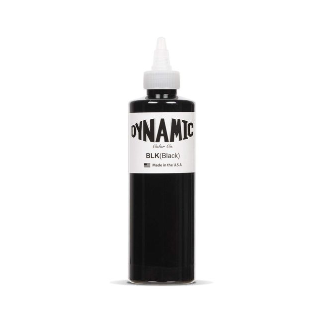 Dynamic Black Tattoo Ink - Premium Tattoo Ink Great for Lining, Shading, Tribal, and Blending - Made in USA - 8 Ounce Bottle