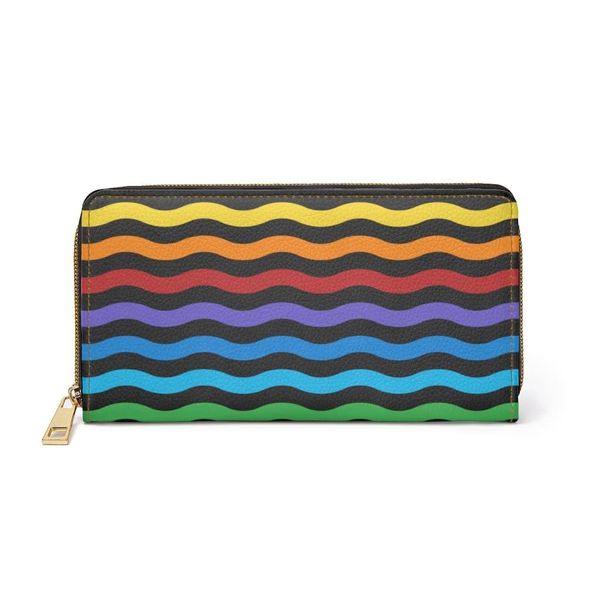 Womens Wallet, Zip Purse, Rainbow Swirl H-stripe - One size