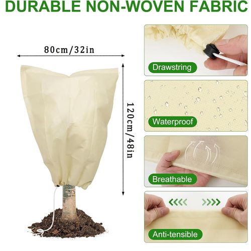 WchoeSS 2PCS Plant Fleece Frost Protection Jackets, Garden Fleece Frost Protection for Plants With Zipper and Buttons, Plant Covers for Potted Plant Winter Plant Protection (80 cm x 120 cm)