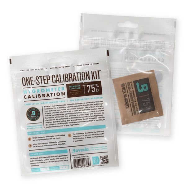 Boveda for Cigars | One-Step Calibration Kit | Preloaded with 75% RH 2-Way Humidity Control | Precise Salt Test for Digital and Analog Hygrometers and Humidity Sensors | 1-Count