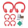 Hamilton Buhl Flex-Phones, Foam Headphones (Red, 6 pack) & Accessory Bundle