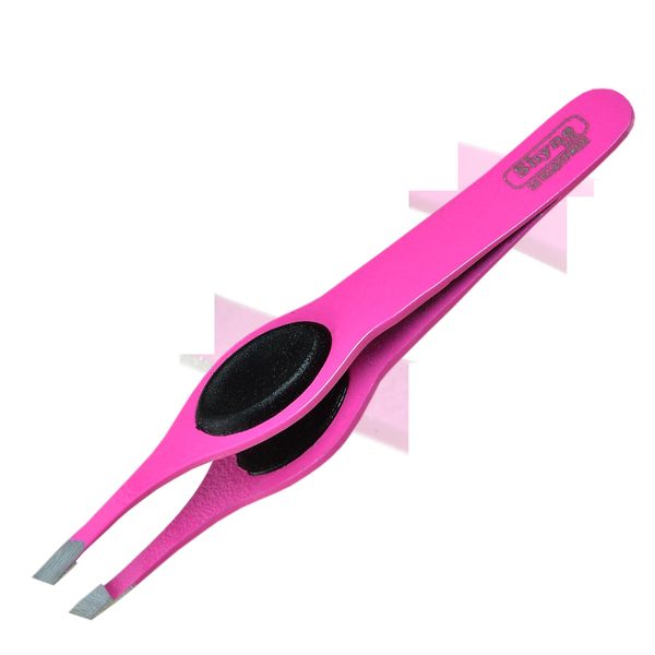 Professional Slanted Grippy Eyebrow Tweezers Hair Beauty TWEEZER GRIPPED (Shocking Pink)